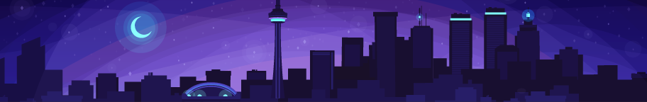 Toronto skyline art in the moonlight
